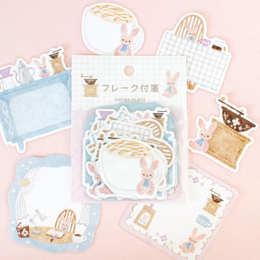 Waka Nakauchi flake stickers - bunny and coffee