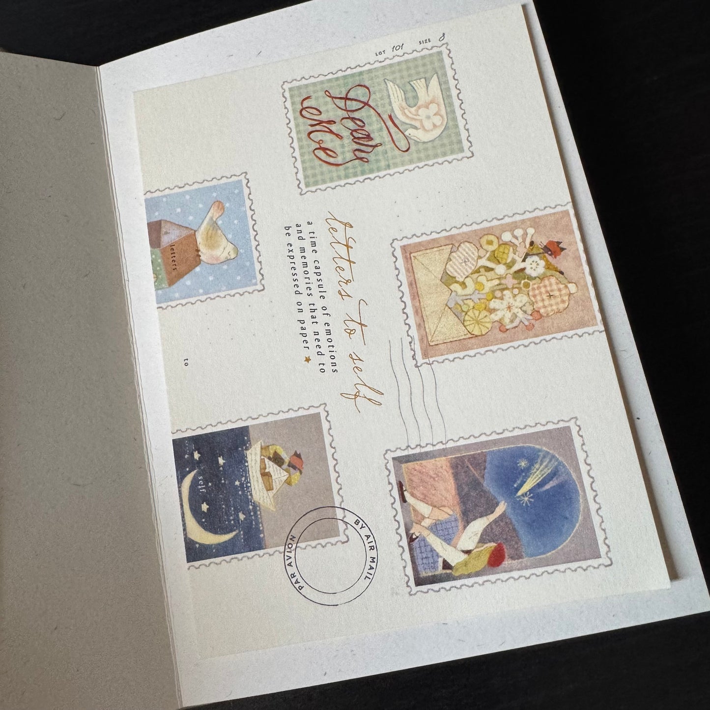 shopteayou undated journal with embroidered stamp sticker (pearl color)