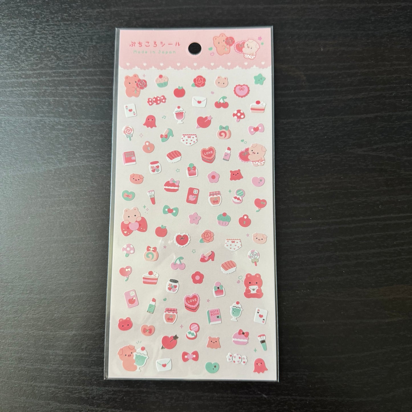 sticker sheet pink bear