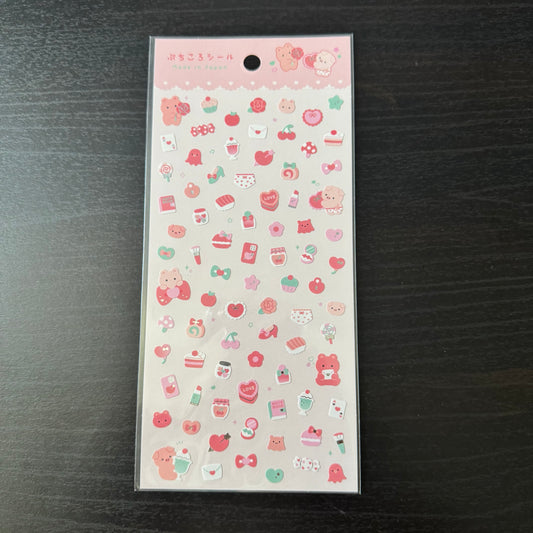 sticker sheet pink bear