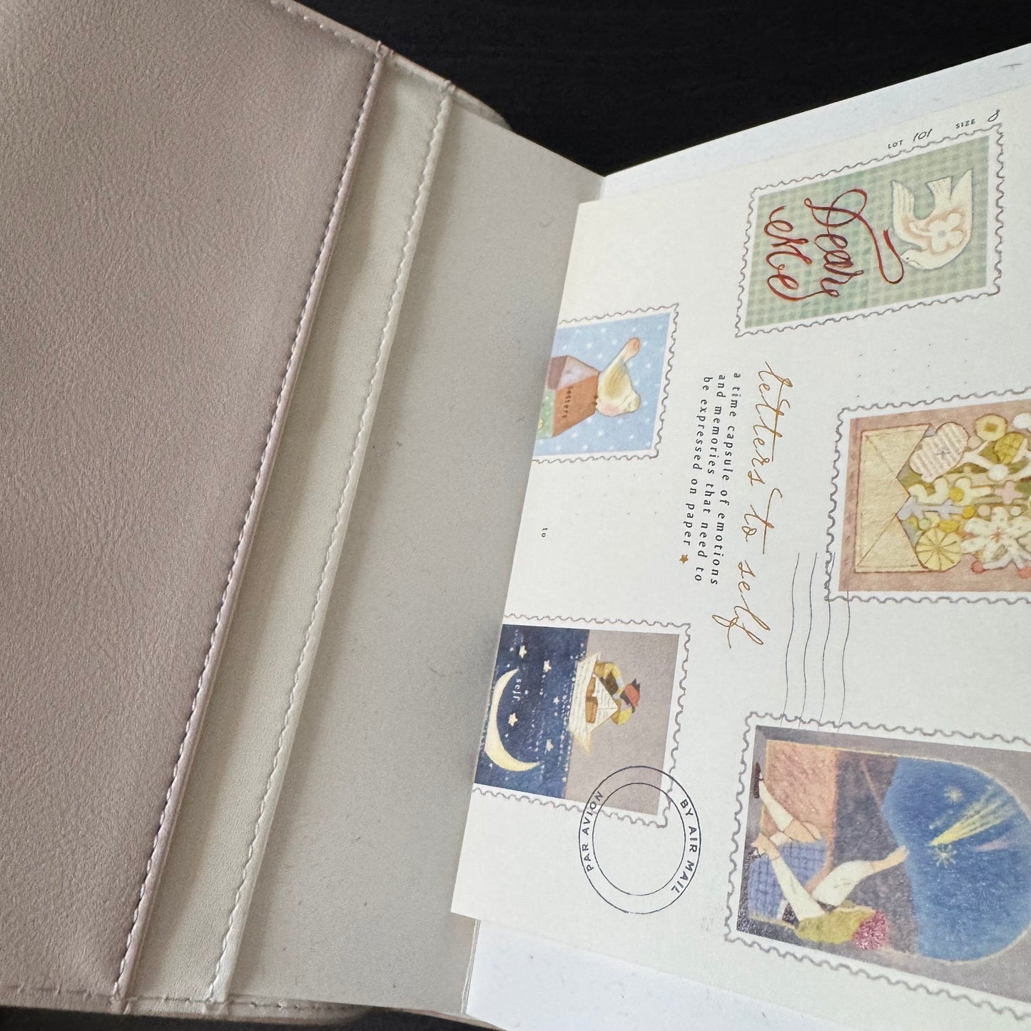 shopteayou undated journal with embroidered stamp sticker (pearl color)