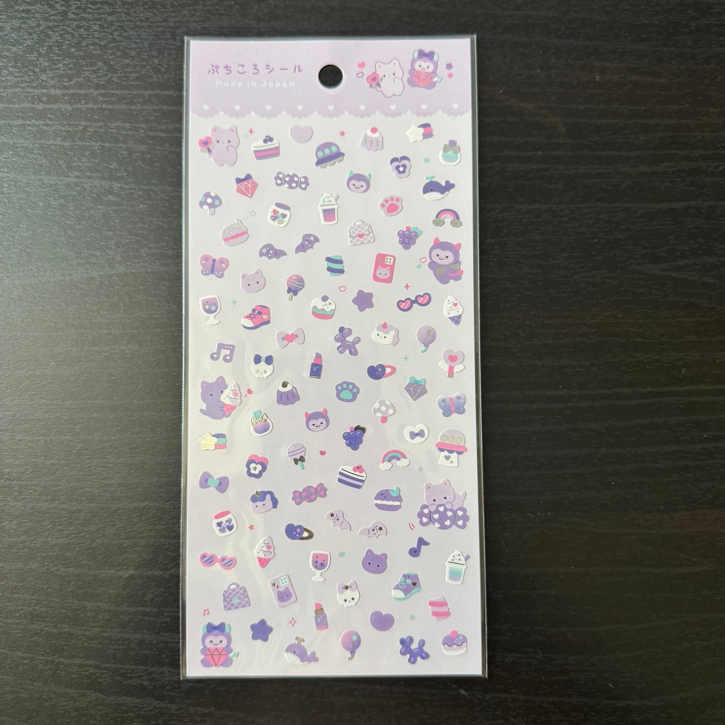 sticker sheet purple cat