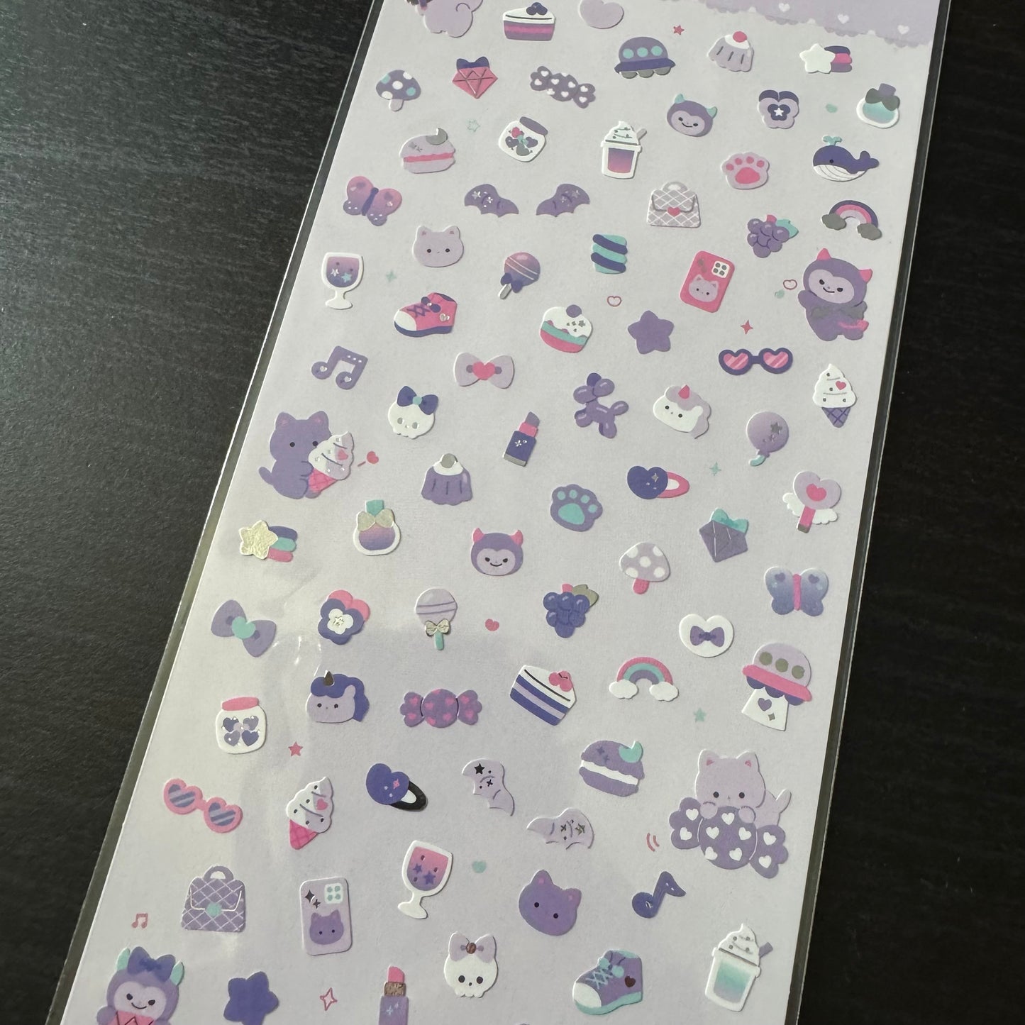 sticker sheet purple cat