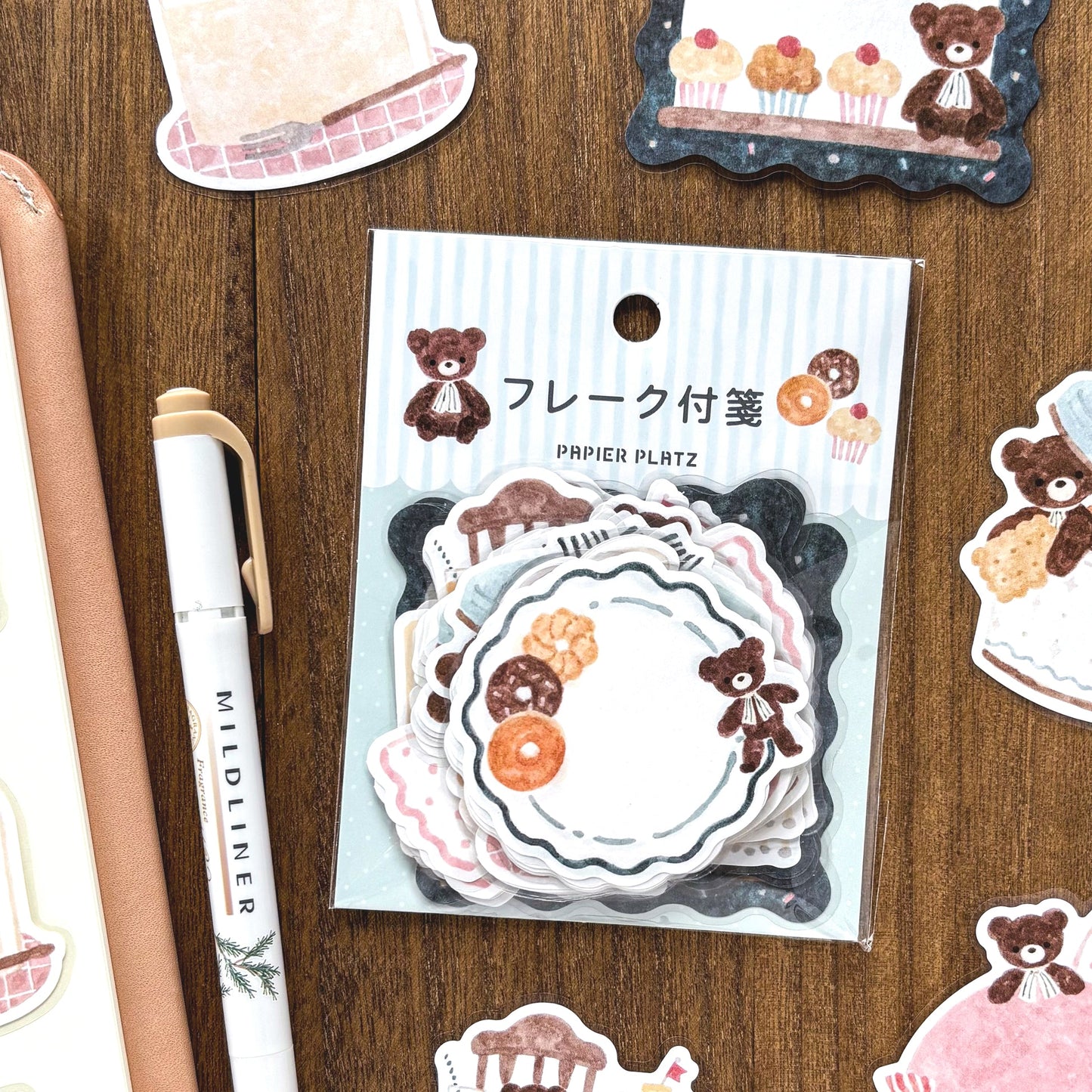 Waka Nakauchi flake stickers - bear & sweets