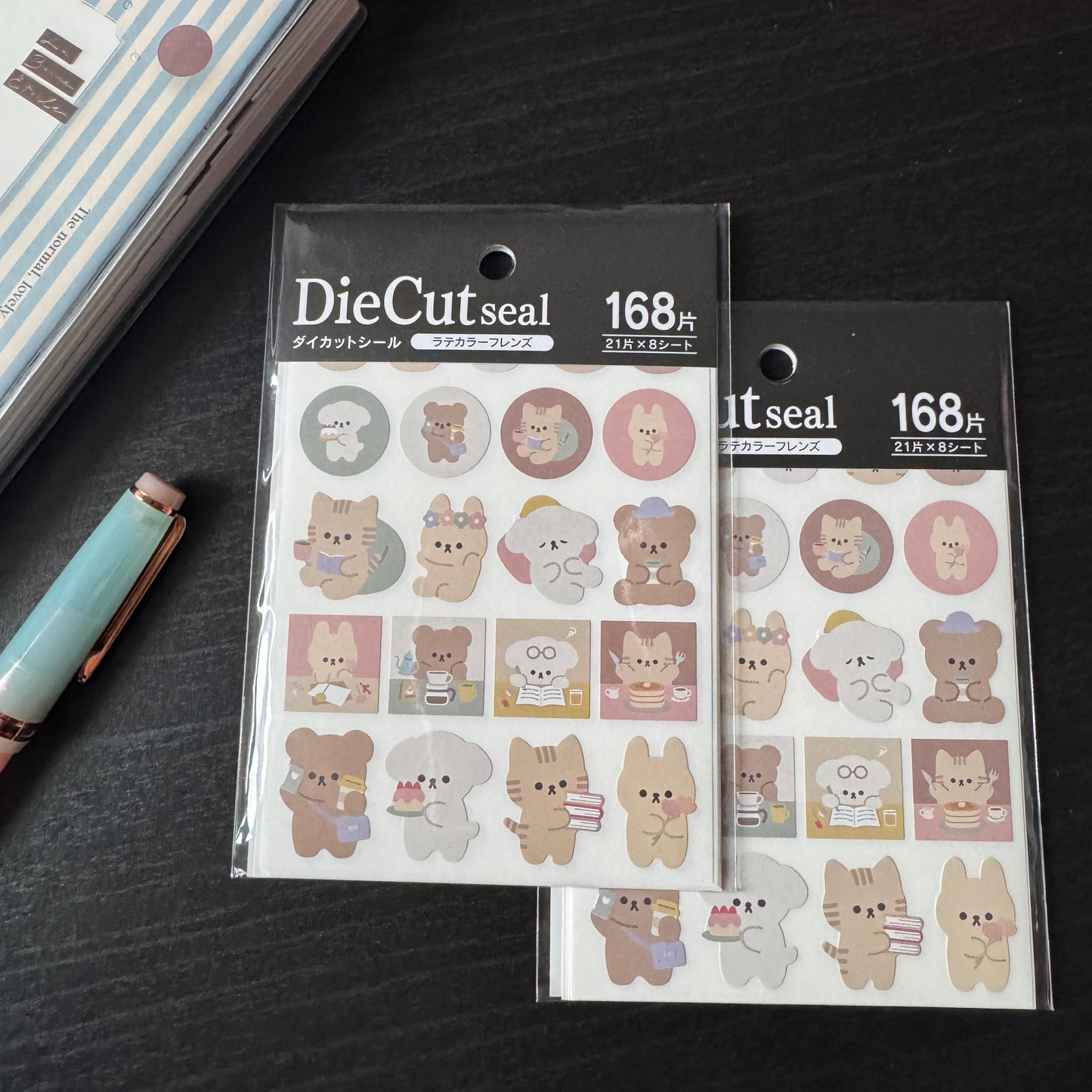 die cut seal - bear and cat