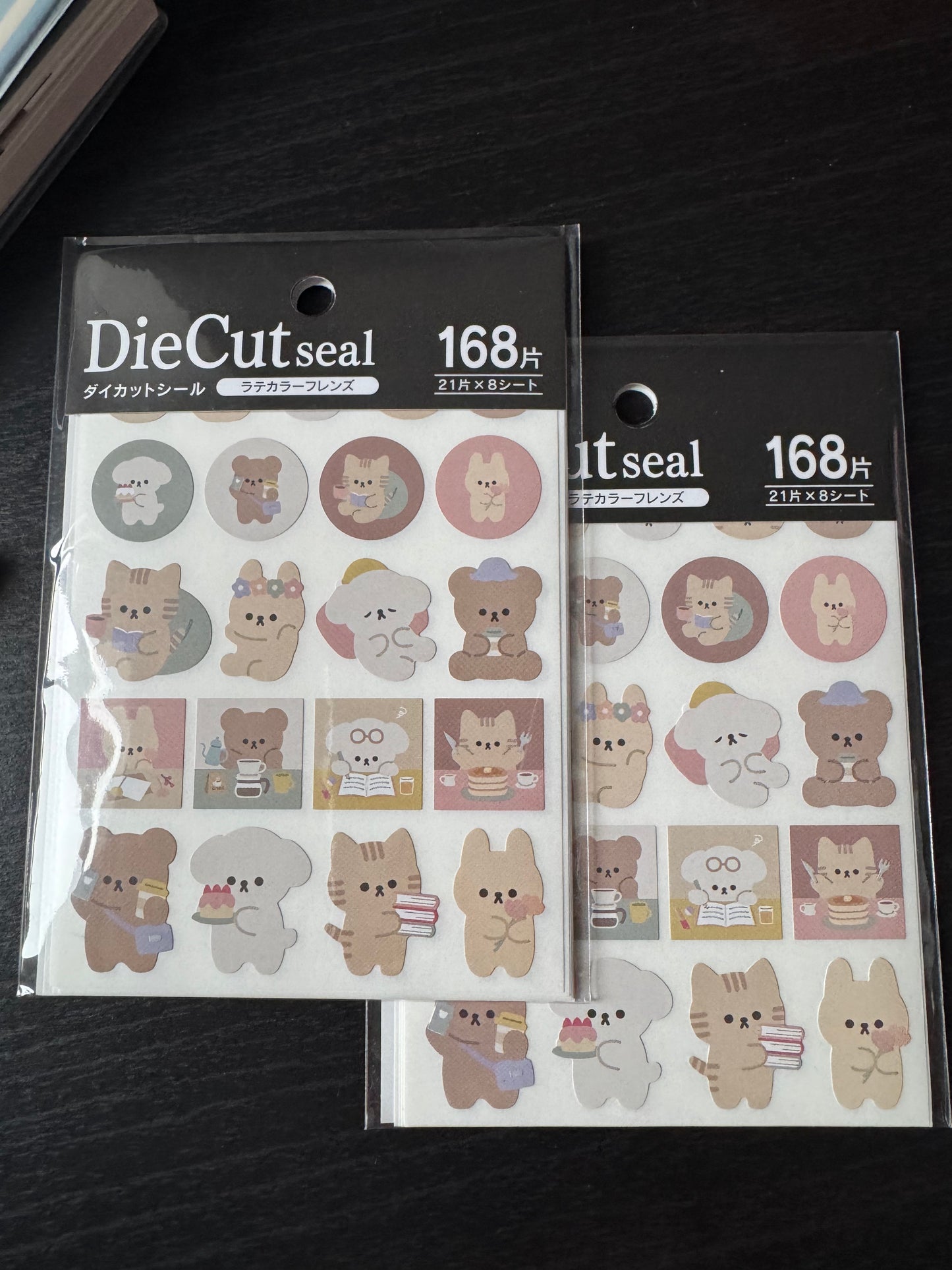 die cut seal - bear and cat