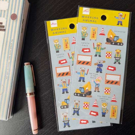 working animal sticker sheet - construction