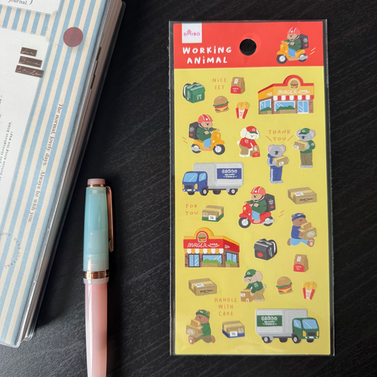 working animal sticker sheet - fast food