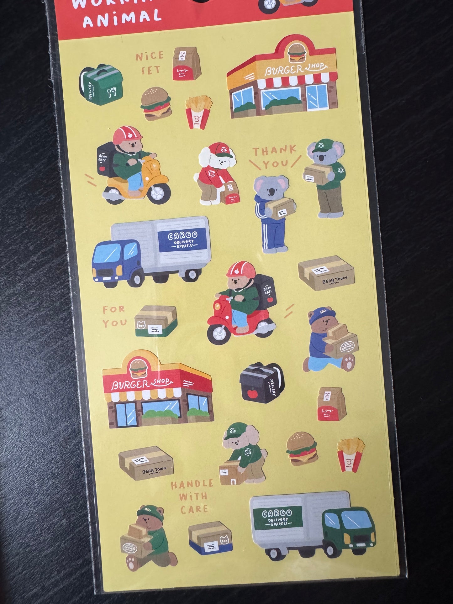working animal sticker sheet - fast food