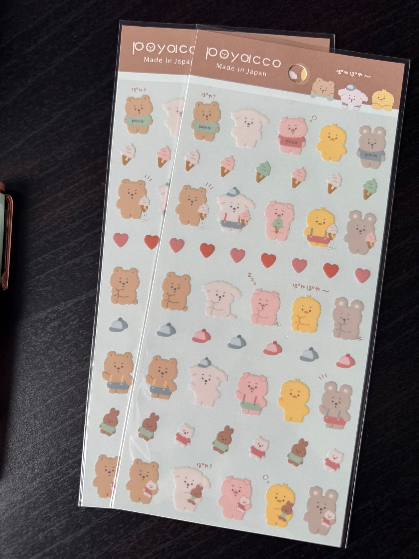 poyacco sticker sheet - ice cream hearts